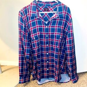 WRINKLE-FREE Flannel Button-Down: Red&Blue Limited Edition Plaid